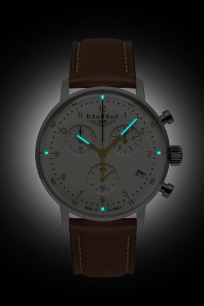 Bauhaus Herrenuhr Quarz Chronograph mit Lederarmband